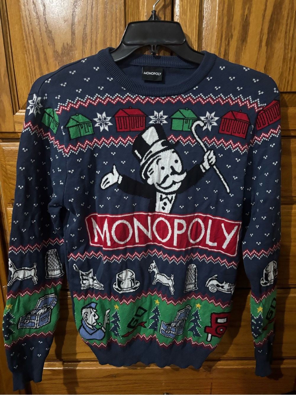 Navy Graphic Holiday Sweater - Men